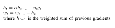 Momentum gradient descent algorithm
